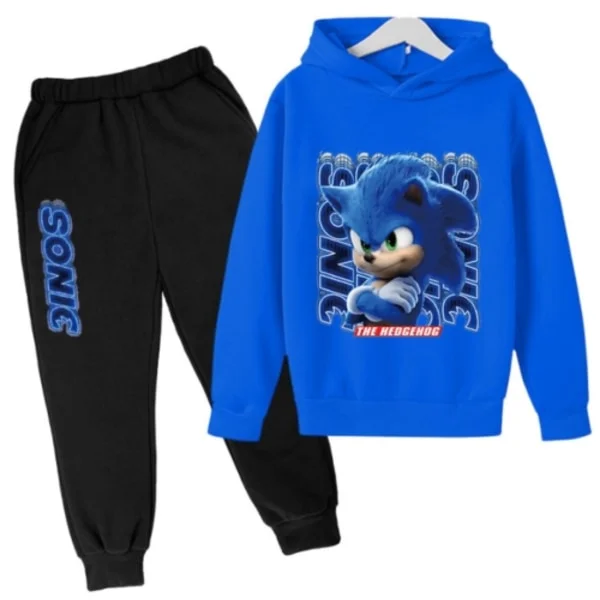 Børne- og Teenager Hoodie Træningsdragt med Sonic The Hedgehog - Blå Blå - Perfekt Blå