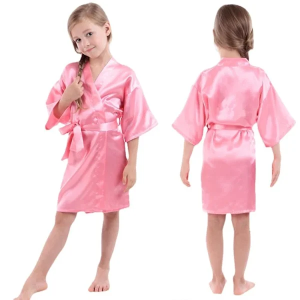 Veeki Børne Silke Plet Ren Kimono Bryllup Kjole Morgenkåbe Kimono Nattøj ------ Vandmelon Størrelse 8