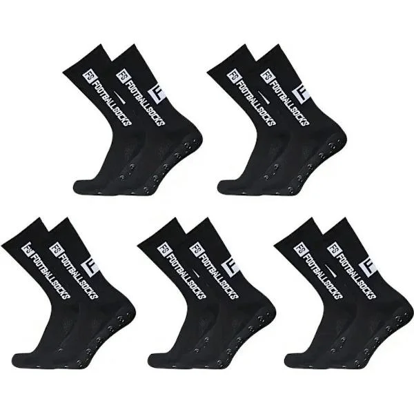 Football Grip Socks Non-Slip Sports Socks for Men and Women 5 Pairs Black Size 39-46 Compatible with Football Basketball Running Tennis Fitness