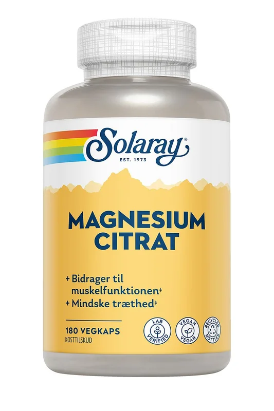 Solaray Magnesium Citrat 250 mg 180 kaps., Helse & Madvarer, Mineraler, Magnesium