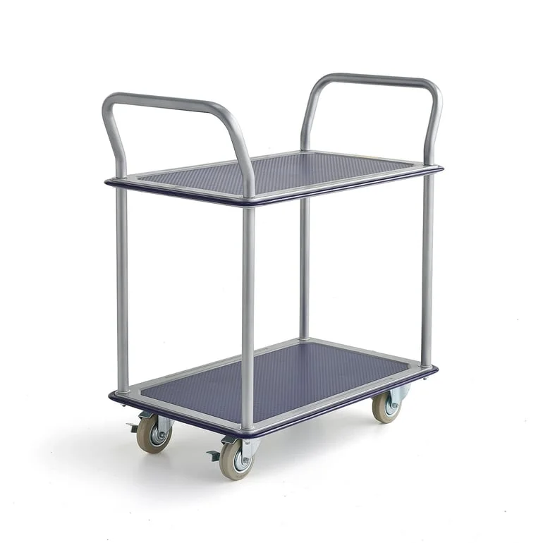 Shelf trolley VESSEL, 2 shelves, 120 kg load, 790x480 mm