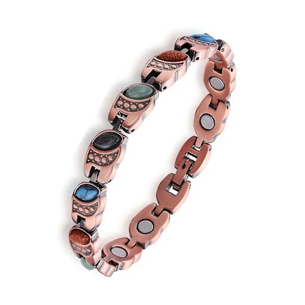 Magnetiska koppararmband för kvinnor, magnetiskt koppararmband och magnetiska ringar med starka magneter, justerbar storlek smyckesgåva H2