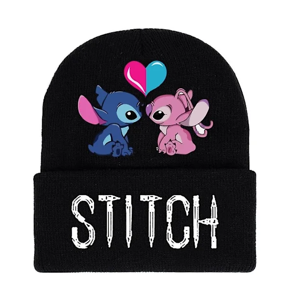 Lilo & Stitch tecknad filmtryck stickad mössa med manschett vinter varm skidmössa kepsar vuxna barn unisex present