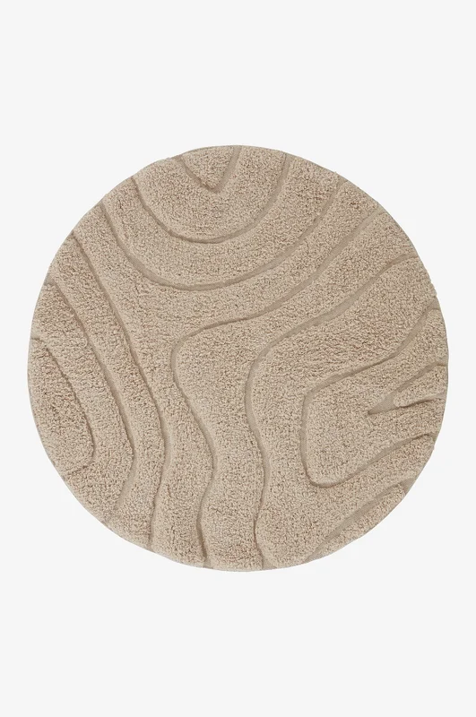 Jotex - Rund Badrumsmatta ø 80 Cm Bomull Beige Enfärgat STRANDÄNGEN - Köp Badrumsmattor hos Jotex