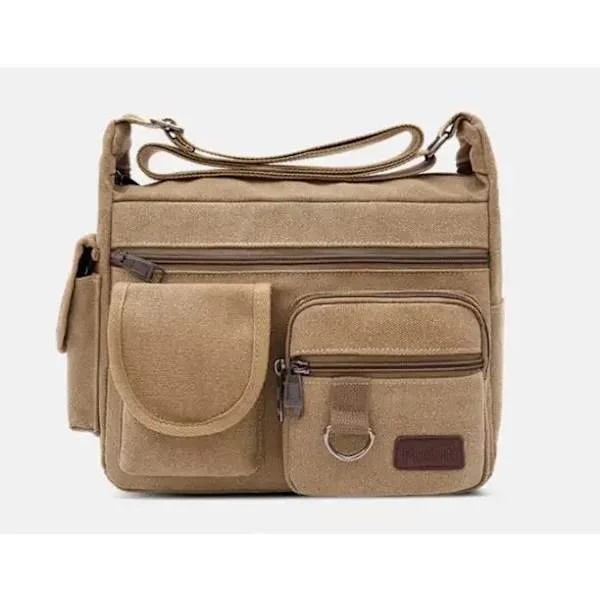 Crossbody-vesker Lerret Skulderveske Skuldervesker Messenger Bag 7,9 Tommers iPad Dokumentmappe Menn Kvinner Sportsveske Arbeid Skoleveske Brun