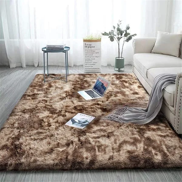 Mjuk matta sovrum lurvig matta lurviga mattor fluffiga färgglada batikmattor matta ny brun 120 x 200 cm Brun 120 x 200 cm