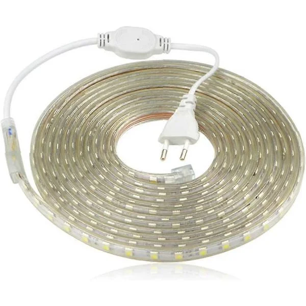LED Strip, Vandtæt LED Strip, Lysende Led Strip 220v, 5050 IP65 Vandtæt Led Strip, Varm Hvid (6m)