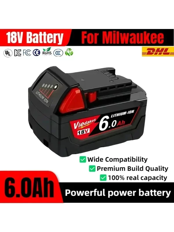 AliExpress - Pour batterie Milwaukee M18 6Ah 18V Outil rechargeable M18B5 XC 48-11-2402 48-11-2411 2604-22 pour chargeur de batterie Milwaukee