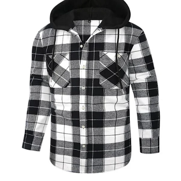 Herreternede skjorter Langærmede skjorter med lommer Knapper Herreternede skjortejakker Flannelskjorter Grå M
