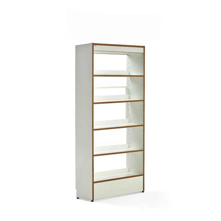 Library bookshelves STORY, basic, single-sided, 1920x922x305 mm, 5 shelves, white