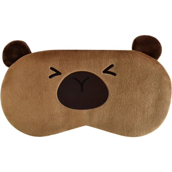 Söt Sovmask med Kapybara, Mjuk Fluffig Plysch Kanin Ögonbindel Nyhet Sovmask Ögonskydd för Barn Flickor Pojkar Kvinnor Nattsömn