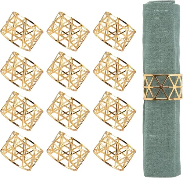 12-pack – Napkin Rings, Gold Napkin Rings Set of 12, Holiday Napkins