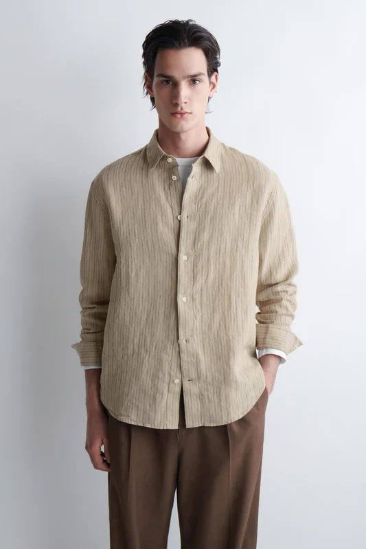 COS Relaxed Linen Shirt in Beige - Men