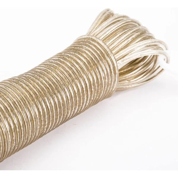 Klessnor med stålkjerne Kraftig vaskesnor PVC-dekket klessnor for innendørs utendørs hage 20M Champagne