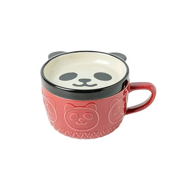 Tegnet Japansk Keramik Krus Med Låg Drikkeudstyr Kop Skridsikker Kaffe Te Vand Mælk Kop Hjem Køkken Dekoration Kopper Sort Hvid