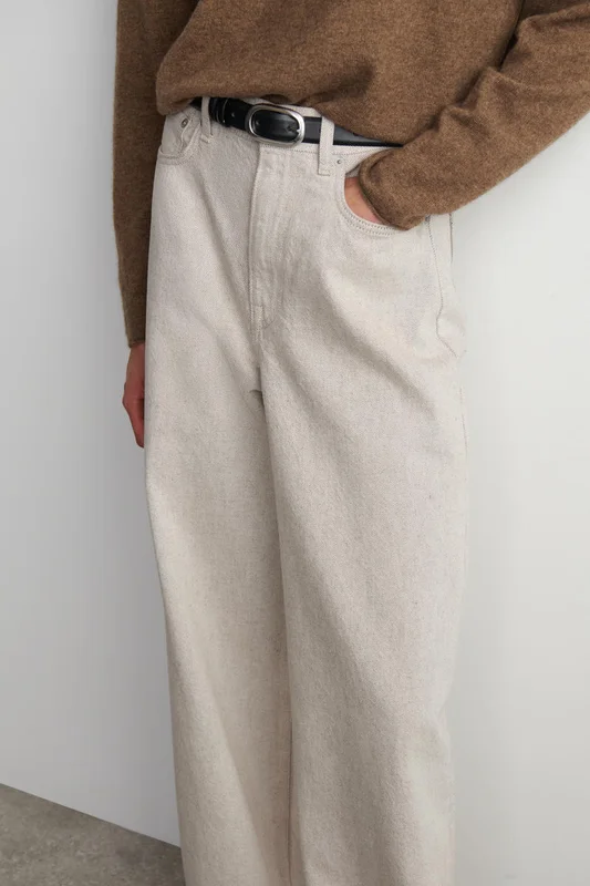 COS Women's Dial Wide-Leg Jeans in Beige