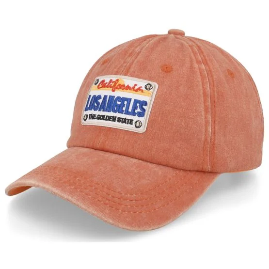 Iconic - Oranžový unconstructed Kšiltovka - LA License Plate Red Dad Cap @ Hatstore