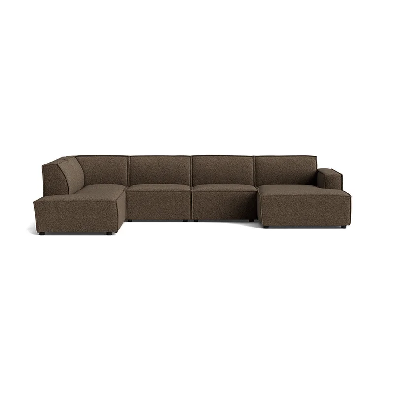 Lyon U-sofa, Højrevendt, Modesto Brun - Stor Familie Sofa 368x218x80cm - Elegant og Komfortabel U-sofa til Hyggelige Stunder