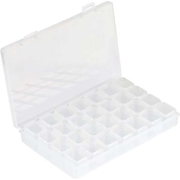 28 Fack Plast Sorteringslåda Transparent Låda Plastlåda Kompatibel med Förvaringspärlor Nagelkonst Rhinestones Nageltillbehör Tabletter