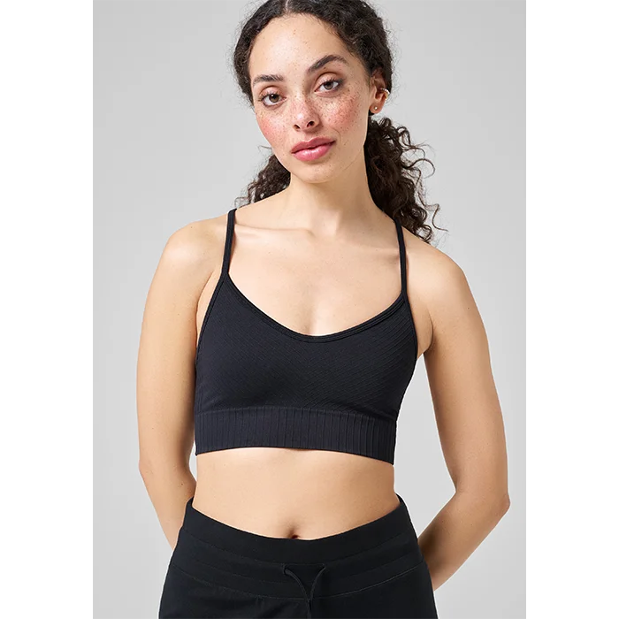 Sports-BH Casall Sportswear Seamless Graphical Rib Sports Top, Sort - Bodyman.dk