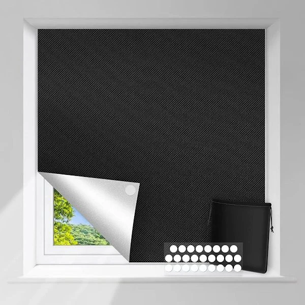 Gardin, mörkläggningstyg, mörkläggningsgardiner, portabelt mörkläggningstyg, med 20 kardborreband, temporära mörkläggningsgardiner, 150 x 240 cm