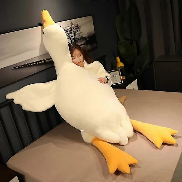 50-190cm Stor Hvid Gås Plyslegetøj Kæmpe And Dukke Blød Udstoppede Dyr Gås Sovende Sofa Pude Fødselsdagsgave Kompatibel med Børn-Perfekt