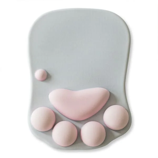 Mouse Pad with Wrist Rest Cartoon Claw Style Ergonomic Support Soft Comfortable Mouse Pad with Wrist Rest for Home Gaming Office White Pink