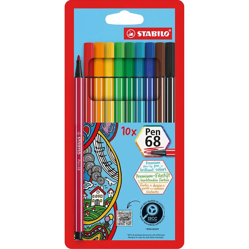 Stabilo Pen 68 Fiberpenn 10-pakning