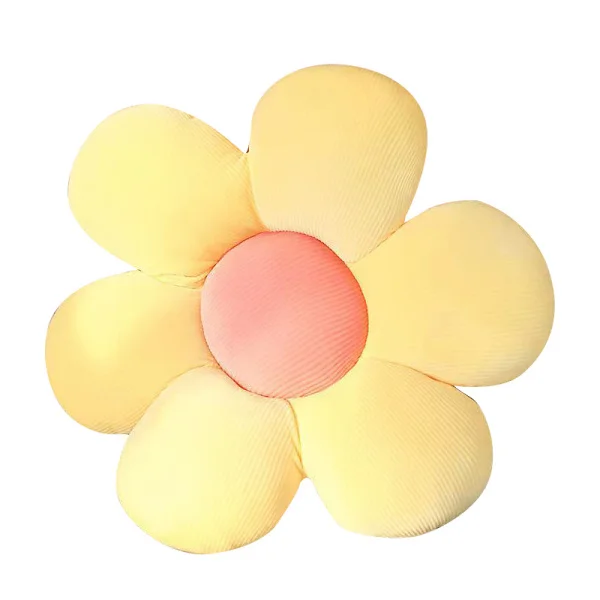 Blomstret plys pude - 40CM - Gul, udstoppet dyr, krammedyr