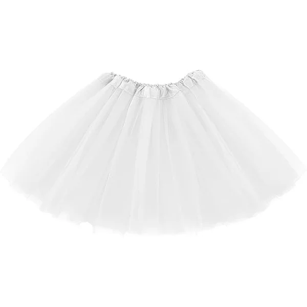 3 lag topp tyll skjørt ballett glitter paljetter gasbind kostyme julefester ballerina dans halvskjørt vintage ballkjole-up (voksen, hvit)