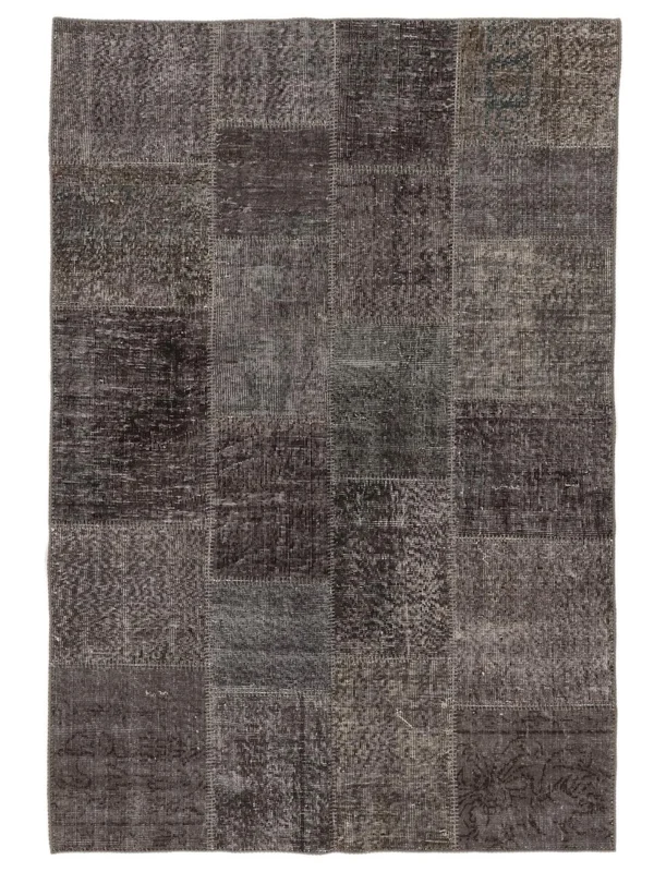 Patchwork Teppe 140X200 Svart/Brun Ull