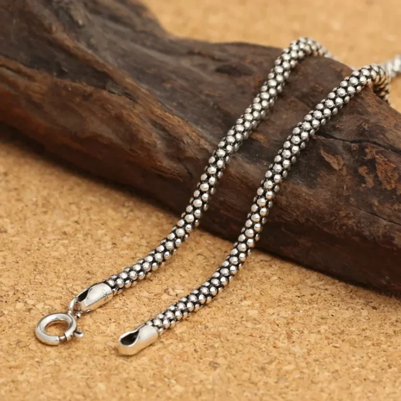 AliExpress - Collier pop-corn en argent pur véritable pour hommes et femmes, collier de maïs thaïlandais en argent Sterling S925, longue chaîne rétro,