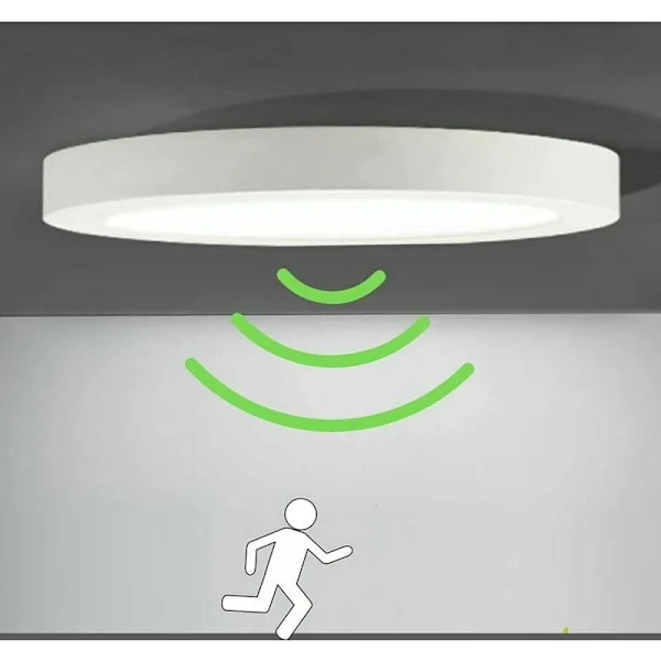 Taklampe LED Taklampe med Bevegelsessensor Automatisk Lyslampe for Utendørs Balkong Garasje Inngang Gang Rund Lysarmatur Enkel å