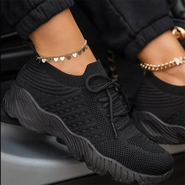 Dame sneakers løbesko snøresko fitness sportssko sort sort 36 sort