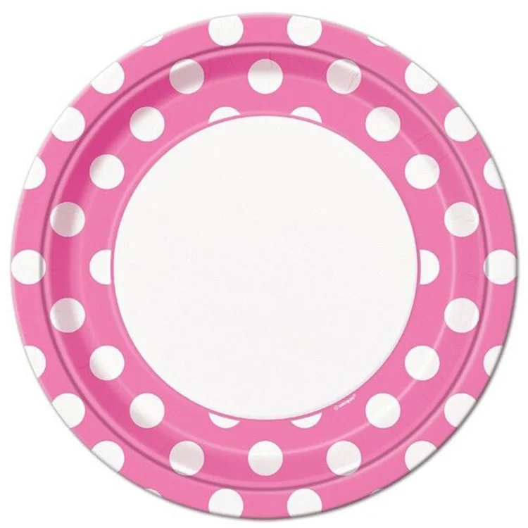 Prikkede tallerkner pink 8-pak