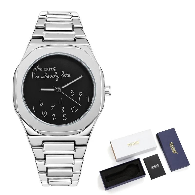 AliExpress - Montre argentée, montre pour homme tendance et personnalisée, montre numérique avec éclairage nocturne, simple et tendance, bracelet en 
