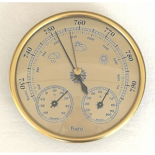 Barometer, väderstation med barometer och hygrometertermometer, 3 i 1 väggmonterad analog väderstation för inomhusbruk