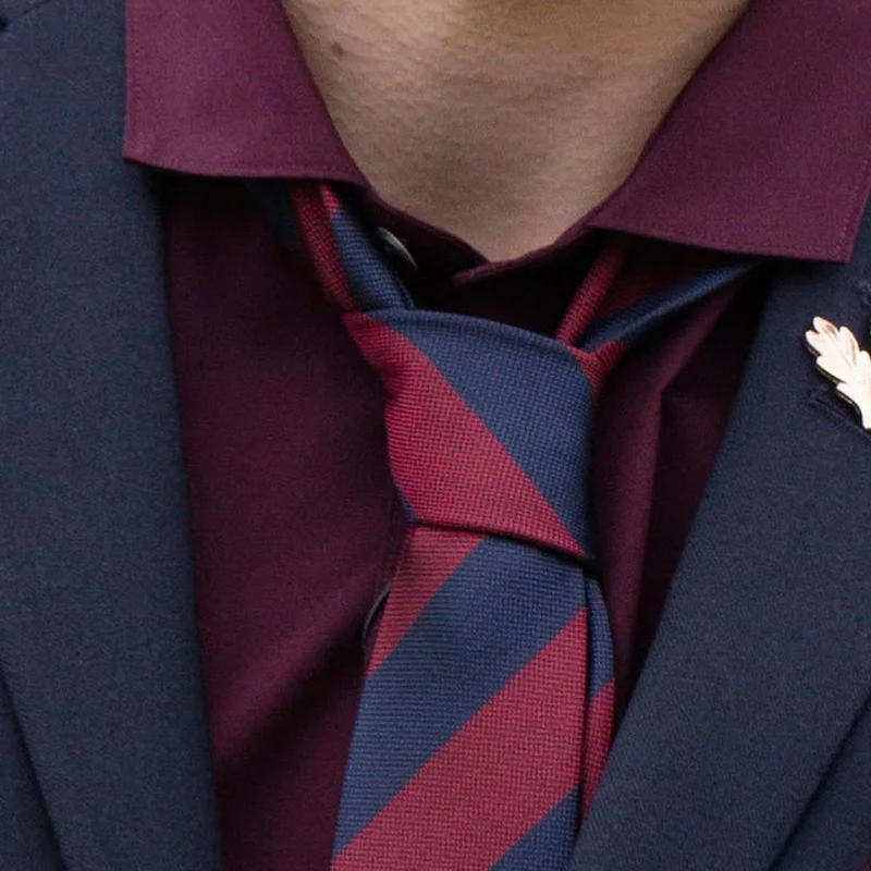 Corbata a rayas azul oscuro y granate para hombres - Corbatas estrechas