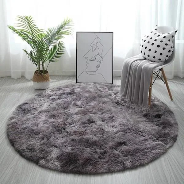 Soft Area Rug Fluffy Round Carpet Shaggy Circle Rug For Bedroom Living Room Home Decor Dark Grey Dark Grey-FX- Dark Grey 120cm