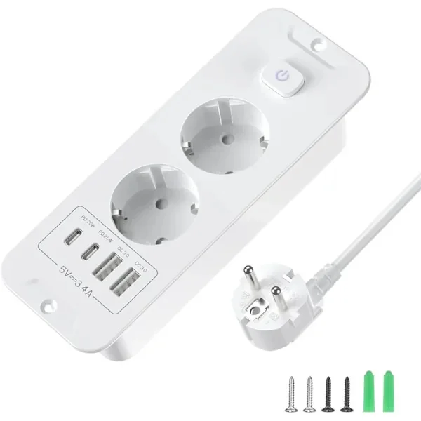 Infälld kontakt, 2-vägs, Infällt uttag med 2 USB-portar, Infälld kontakt, Flera uttag, Skrivbordsuttag med 2 USB C-portar, Infällt skrivbordsuttag, 2 