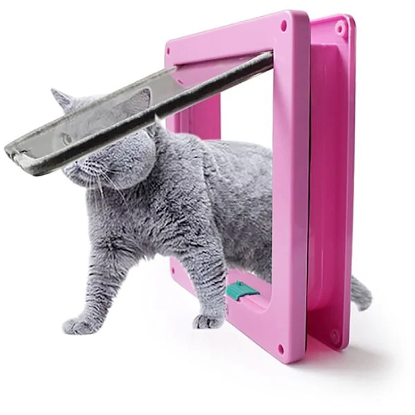 Pet Supplies Cat Flap Cat Door Dog Flap Door Can Control Entry and Exit Pet Door Cat Kennel, Pink S