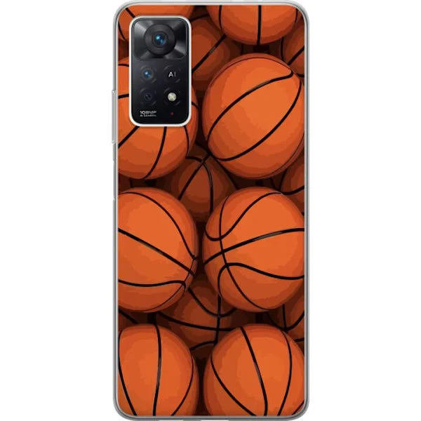 Kompatibelt Mobilskal till Xiaomi Redmi Note 11 Pro 5G Mönster med basketbollar i orange och svart, sportigt och energifyllt motiv