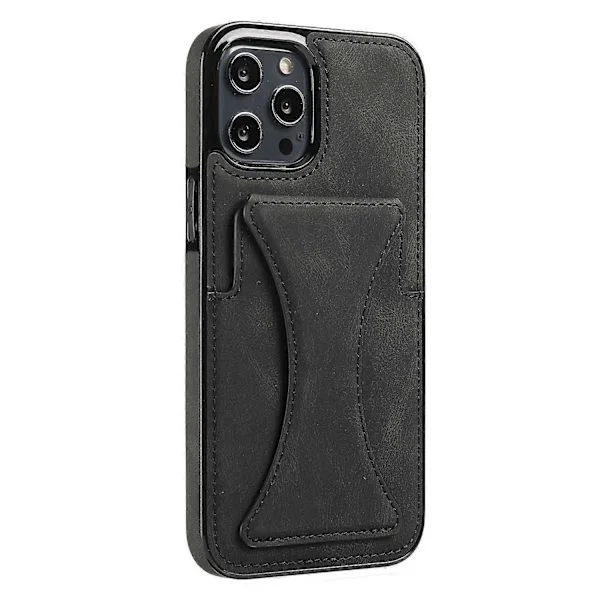 iPhone 13, Wallet Case - Slim Synthetic Leather Case with Canvas Twill Style Finish & 2 Credit Card Slots [Black]