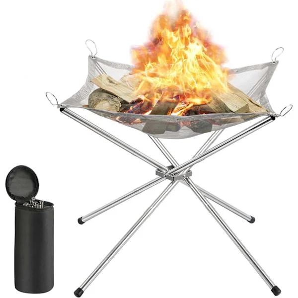 Bärbar eldstad för camping, hopfällbar utomhus eldstad