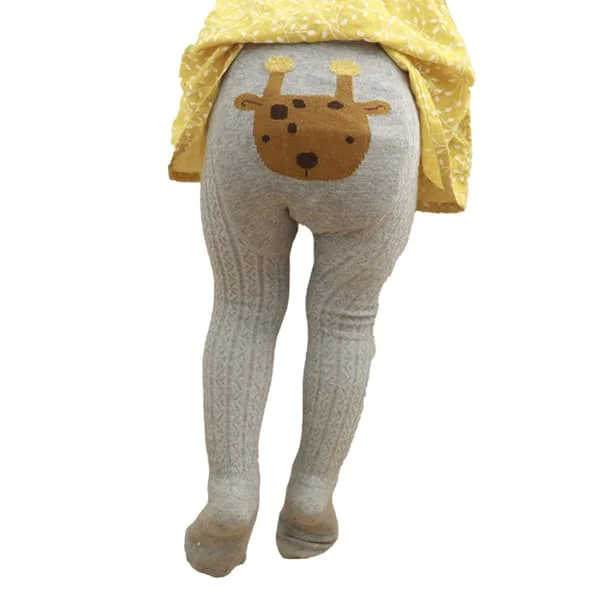Baby Leggings Strømpebukser Jenter Bomull Tegneserie Mønster Sokk Leggings Myke Varme Baby Strømpebukser for 1-3 År Gamle Grå L (35.43 ~ 40.16in)