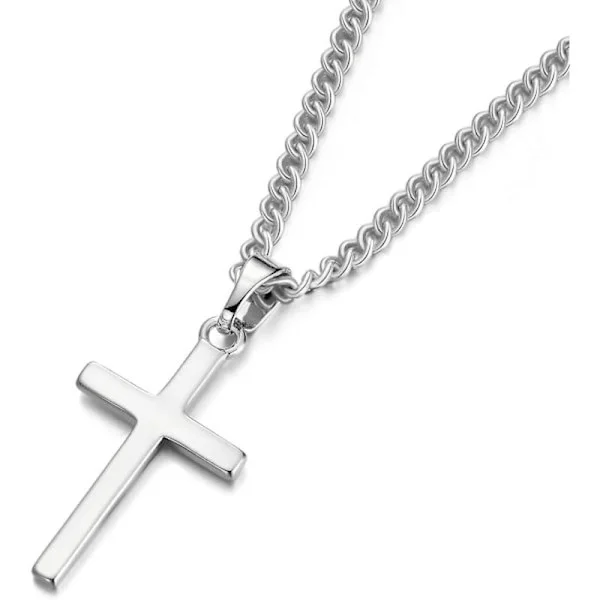 Cross Necklace for Men - Stainless Steel Cross Pendant Cross Necklace for Women