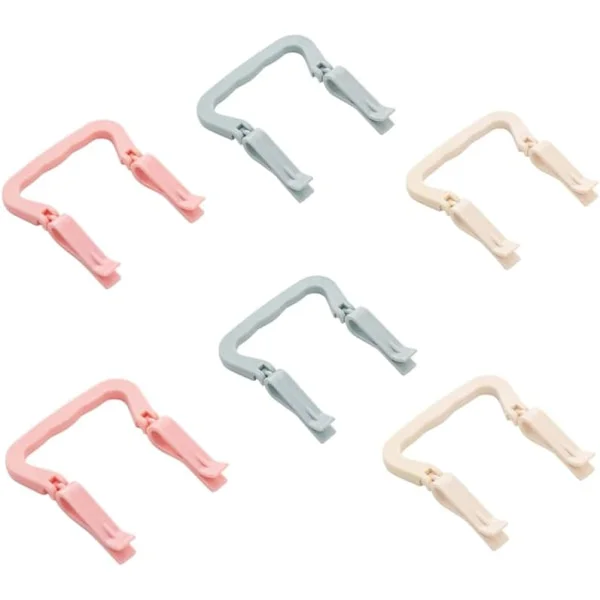 6-pack soppåsklämma – Halkfri klämma för soppåsar, återanvändbar ABS-gripare, nordisk rosa beige och grön, lämplig för kök och badrum