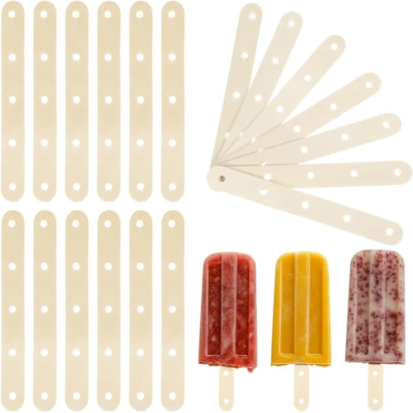 100 stk. ispinner i tre med hull, 15 cm ispinner til hjemmelagde kakekjeks, bakeformer, DIY-rekvisita -