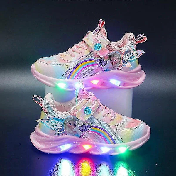 Kids LED Luminous Shoes Sneakers Flashing Children Girls Light Up Trainers Size pink-FO- pink 29 pink