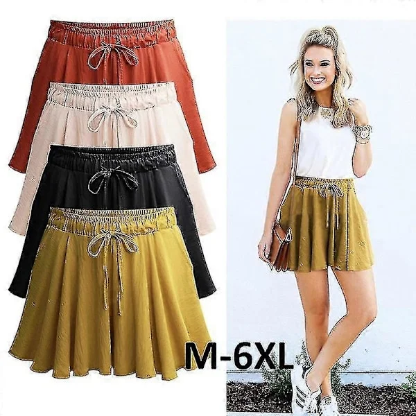Dame Shorts Sommer Chiffon Casual Shorts Kvinner Bred Ben Elastisk Høy Midje Shorts Bred Ben Dame Shorts Sommer